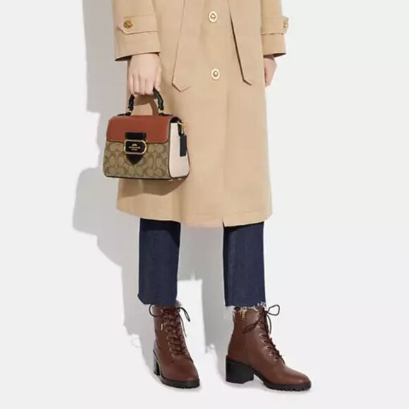 Coach  Morgan Top Handle Satchel Bag In Colorblock Signature Canvas - Picture 12 of 15